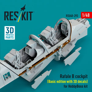 RESKIT RSU48-0293 Rafale B cockpit (Basic edition with 3D decals) for HobbyBoss kit (3D Printed) 1/48