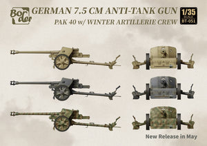 Border Model BT-051 German 7.5cm Anti-Tank Gun PaK 40 w/Winter Artillery Crew. 1/35 – image 2