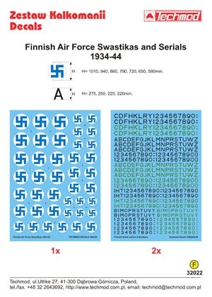 Techmod 32022 - Finnish Air Force Swastikas and Serials 1934-44 1/32 – obrázek 2