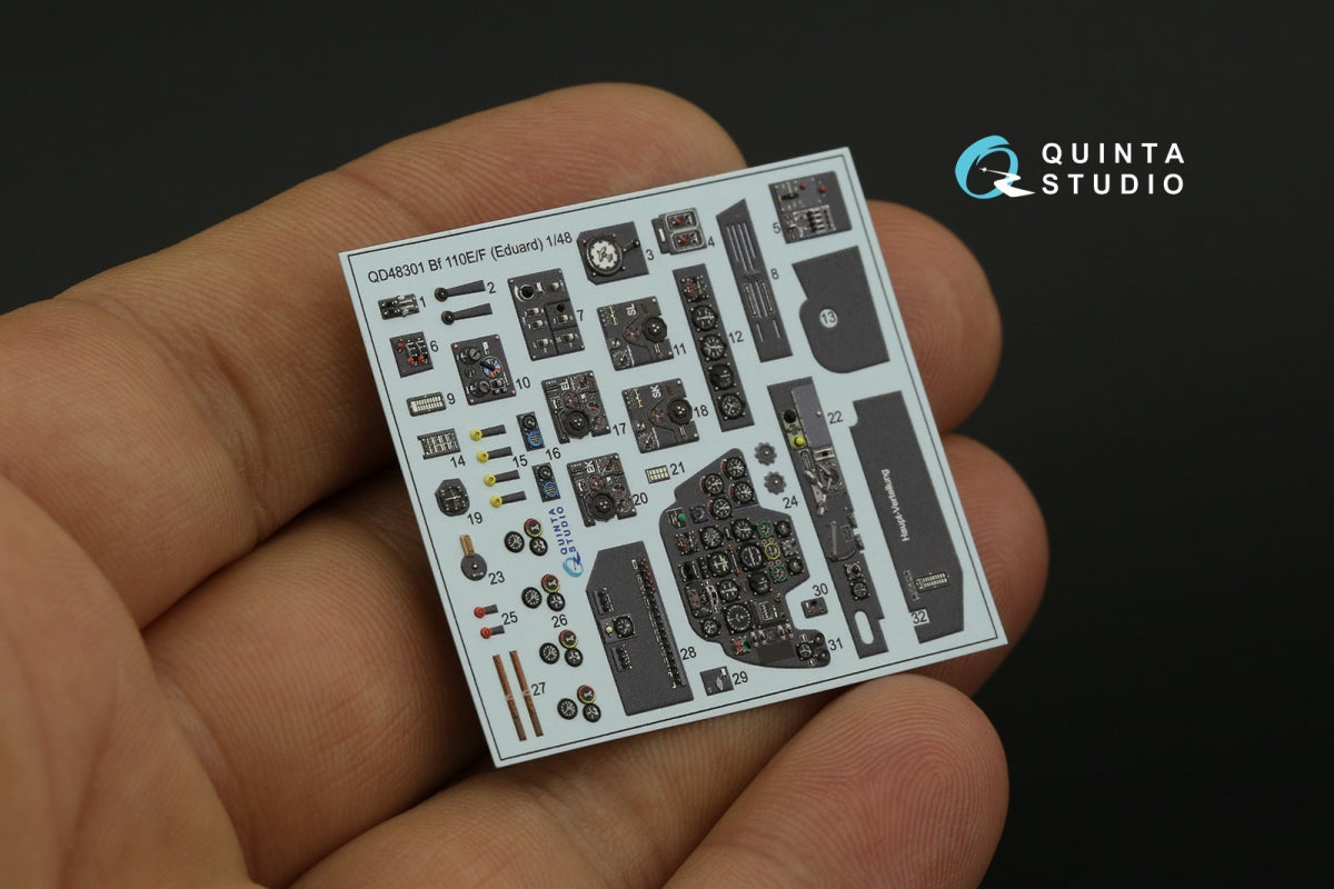 Quinta Studio QD48301 Bf 110E/F 3D-Printed &amp;amp; colored Interior on decal paper (Eduard) 1/48 – obrázek 12