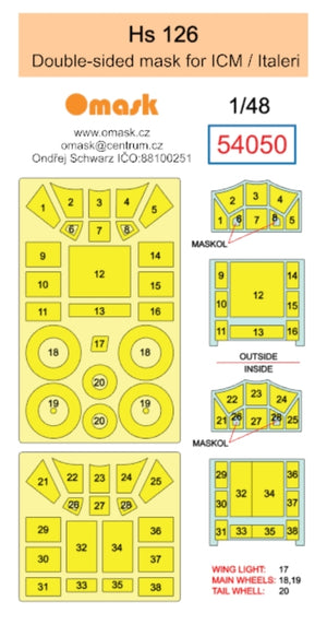 Omask 54050 Hs 126 double-sided mask (for ICM / Italeri) 1/48 – image 2