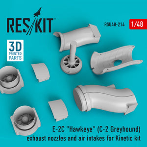 RESKIT RSU48-0214 E-2C &amp;quot;HAWKEYE&amp;quot; (C-2 GREYHOUND) EXHAUST NOZZLES AND AIR INTAKES FOR KINETIC KIT (3D PRINTING) 1/48