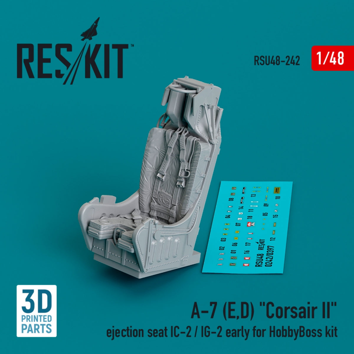 RESKIT RSU48-0242 A-7 (E,D) "Corsair II" ejection seat IC-2 / IG-2 early for HobbyBoss kit (3D Printed) 1/48