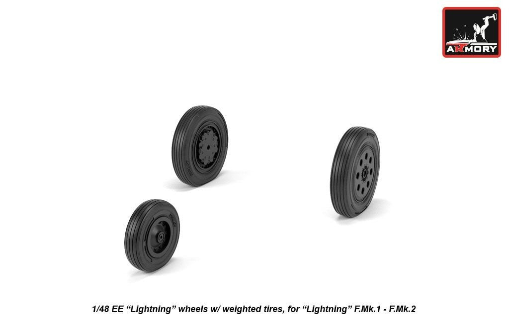 Armory Models AW48407 EE Lightning wheels w/ weighted tires, early 1/48 – obrázek 2
