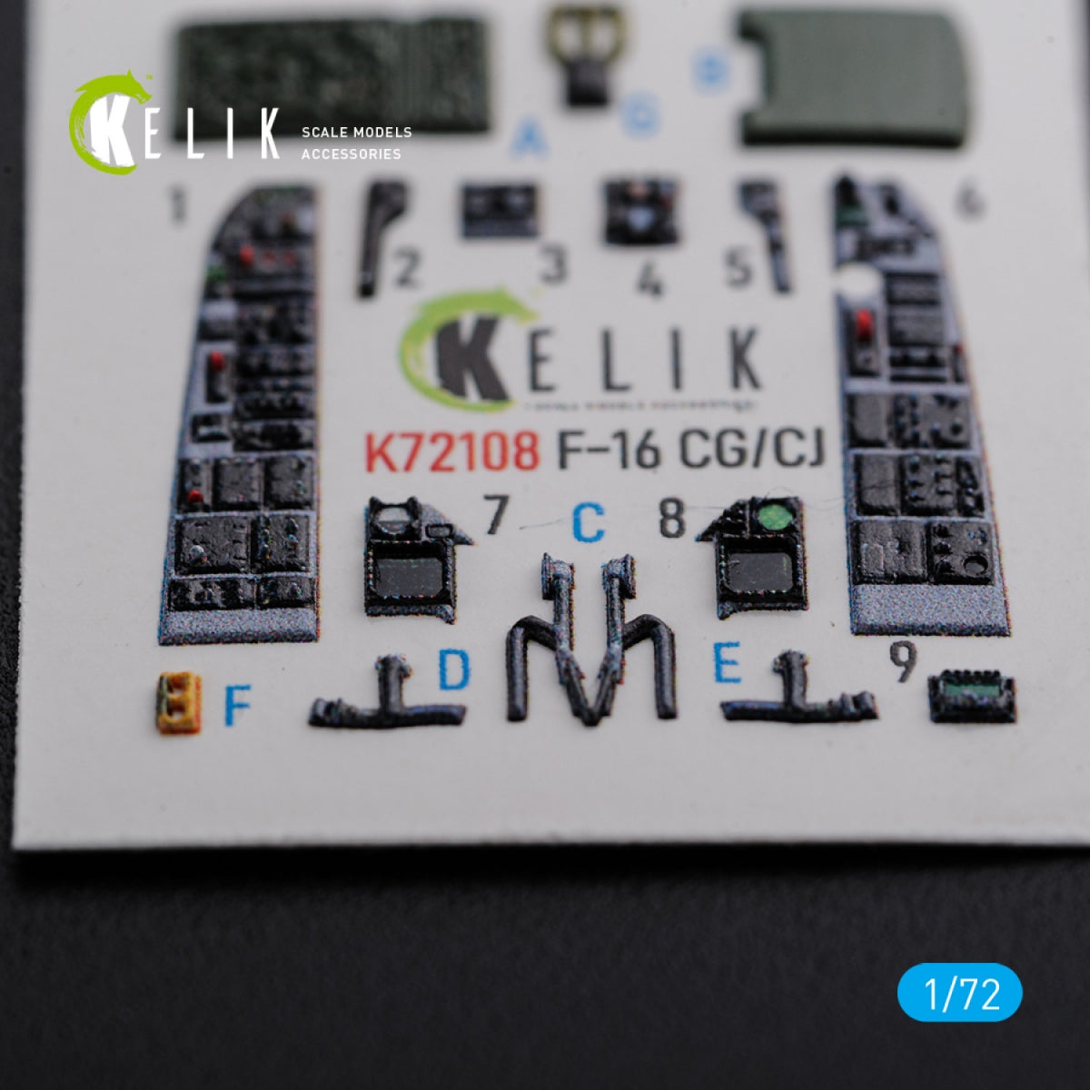 KELIK K72108 F-16 CG/CJ interior 3D decals for Academy kit 1/72 – imagen 5