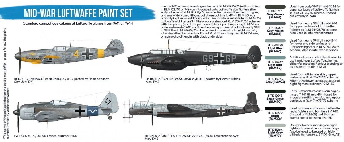 Hataka HTK-BS110 Mid-War Luftwaffe Paint Set (8x17ml) – image 3