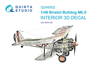 Quinta Studio QD48502 Bristol Bulldog Mk.II 3D-Printed colored Interior on decal paper (Airfix) 1/48