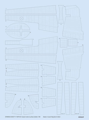 Eduard ER48004 P-38F/ G/H raised rivets &amp;amp; surface details TAMIYA 1/48