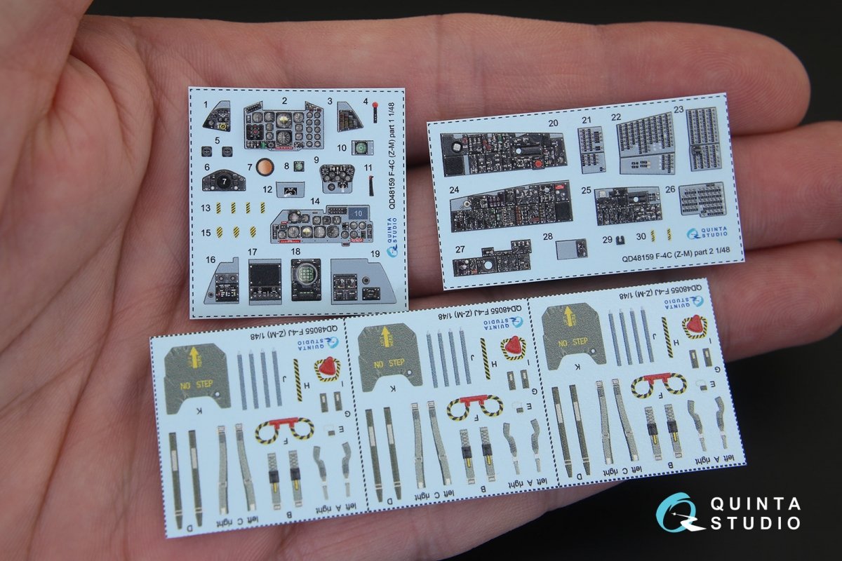 Quinta Studio QD48159 F-4C 3D-Printed &amp;amp; colored Interior on decal paper (for ZM SWS kit) 1/48 – obrázek 2