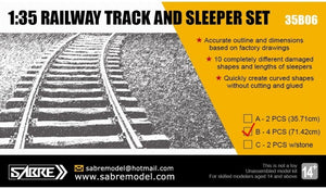 Saber 35B06-B RAILWAY TRACK AND SLEEPER SET (4 PCS - Length 71.42 cm) 1/35