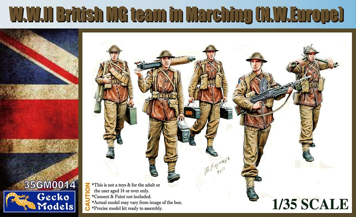 Gecko Models 35GM0014 WWII British MG team in marching (NW Europe) (1/35)