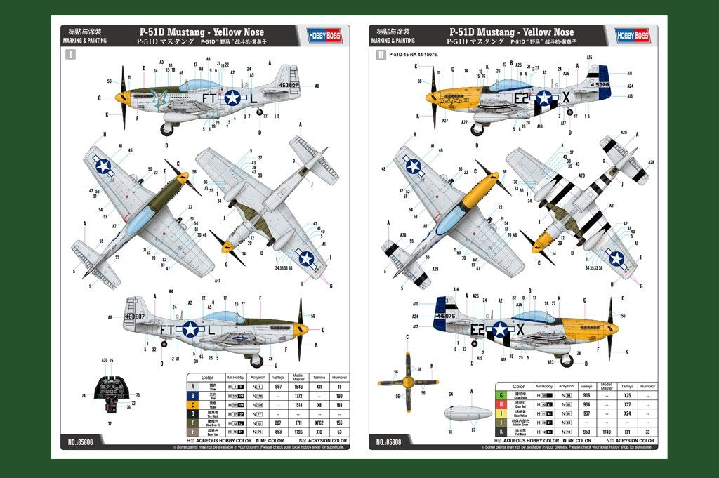 Hobby Boss 85808 North-American P-51D Mustang Yellow Nose 1/48 – obrázek 4