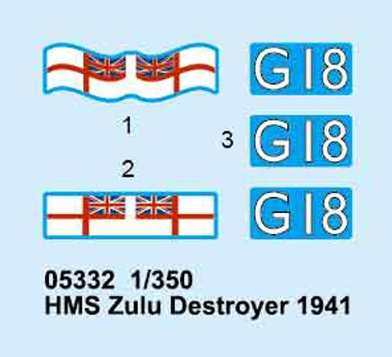 Trumpeter 05332 HMS Zulu British Tribal Class Destroyer 1941 1/350 – immagine 4