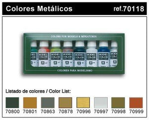 Coffret Vallejo Model Color 70118 - Métalliques 8 x 17 ml