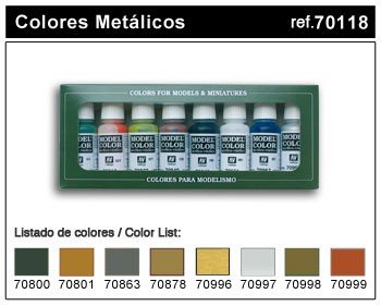 Coffret Vallejo Model Color 70118 - Métalliques 8 x 17 ml