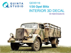 Quinta Studio QD35116 Opel Blitz 3D-Printed &amp;amp; colored Interior on decal paper (Italeri/Zvezda) 1/35