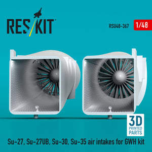 RESKIT RSU48-0367 Su-27, Su-27UB,30,35 air intakes for GWH kit (3D Printed) 1/48
