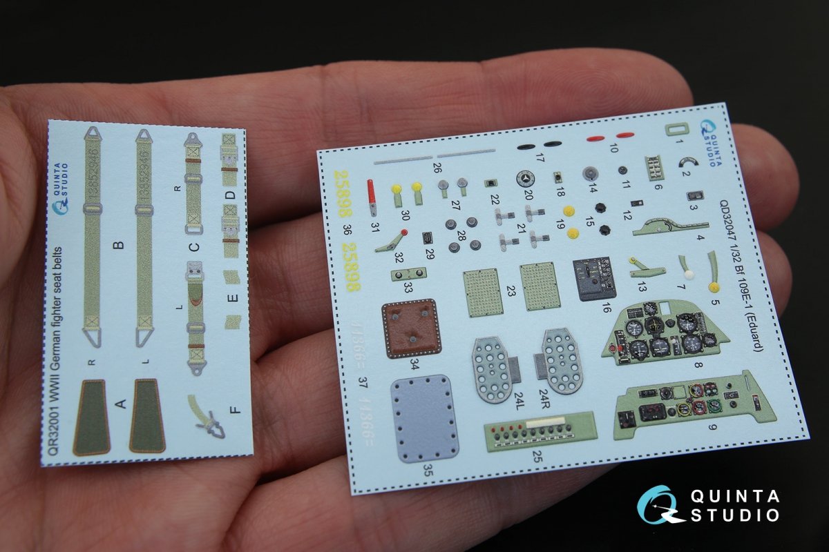 Quinta Studio QD32047 Bf 109E-1 3D-Printed &amp;amp; colored Interior on decal paper (for Eduard kit) 1/32 – image 2