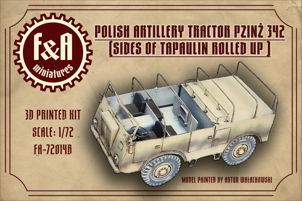 F&amp;amp;A Miniatures FA-72014B Pzinż 342 tractor tarpaulin with rolled-up side flaps 1/72