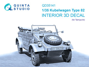 Quinta Studio QD35141 Kubelwagen Type 82 3D-Printed &amp;amp; colored Interior on decal paper (Tamiya) 1/35