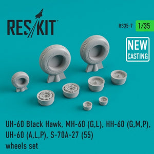 RESKIT RS35-0007 UH-60 Black Hawk, MH-60 (G,L), HH-60 (G,M,P), UH-60 (A,L,P) S-70A-27 (55) wheels set (NEW CASTING) 1/35