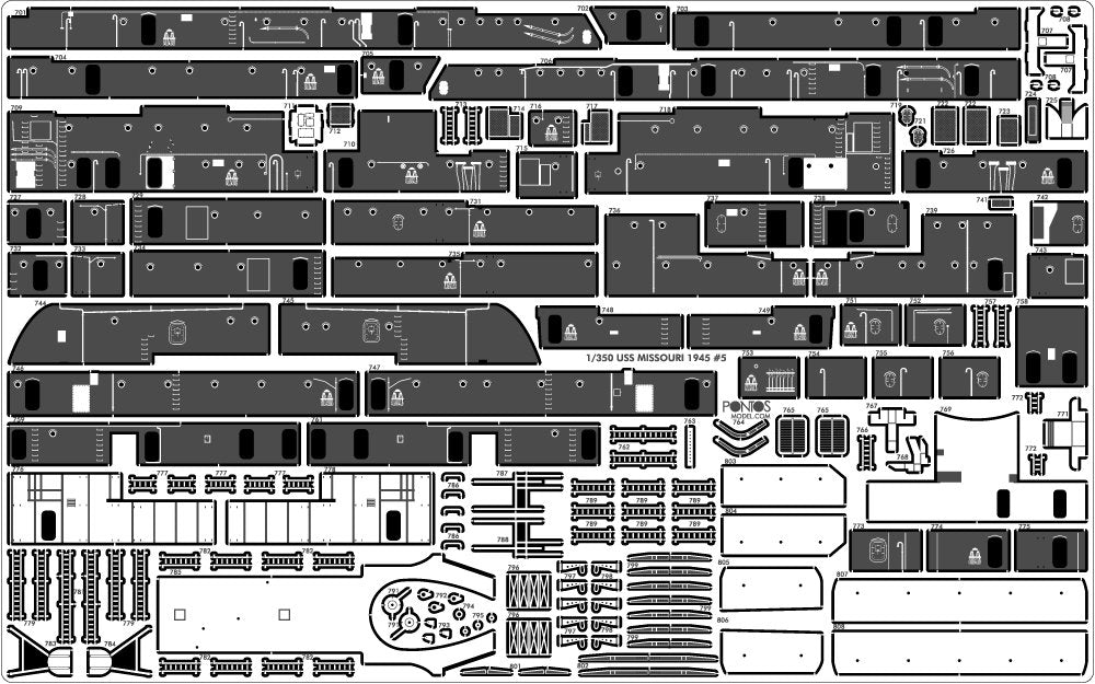 Pontos 37026FN USS BB-63 Missouri 1945 Ensemble de détails avancés (Pont en bois teinté teck) (1/350) – image 21