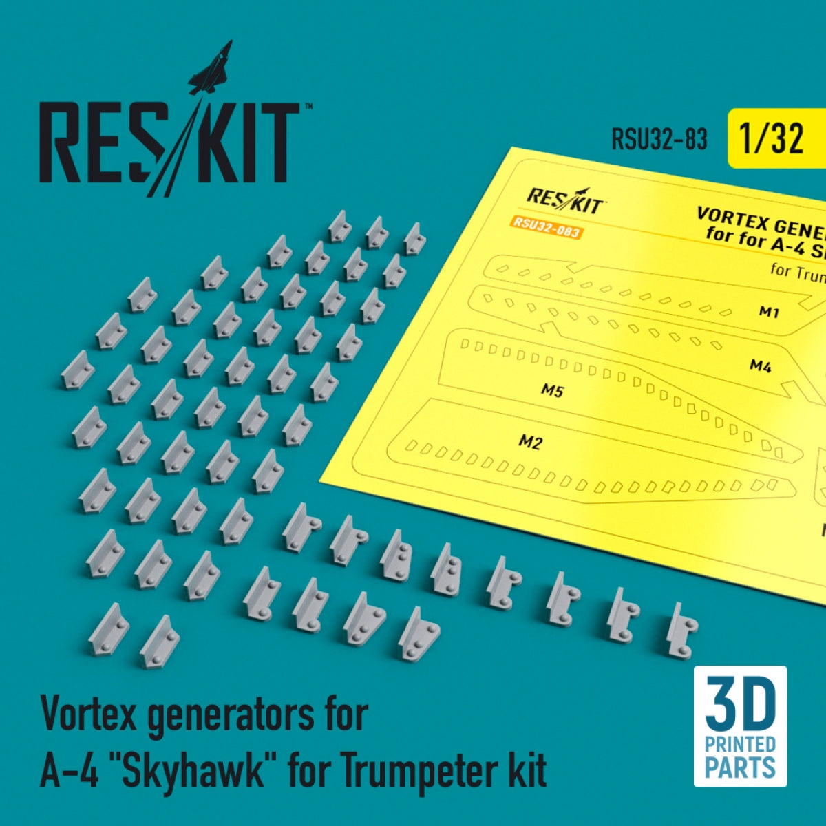 RESKIT RSU32-0083 VORTEX GENERATORS FOR A-4 "SKYHAWK" FOR TRUMPETER KIT (3D PRINTED) 1/32