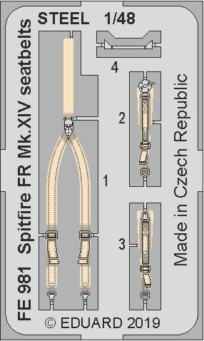 Eduard FE981 Spitfire FR Mk. XIV seatbelts STEEL 1/48 AIRFIX
