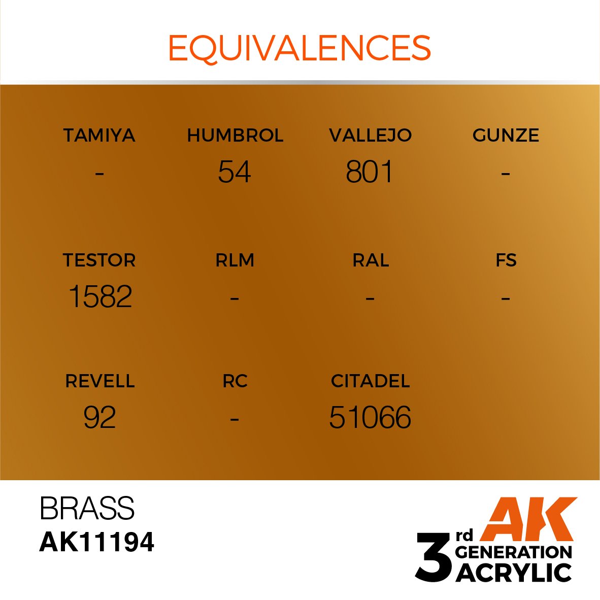 AK Interactive AK11194 BRASS – METALLIC 17ml – Bild 3