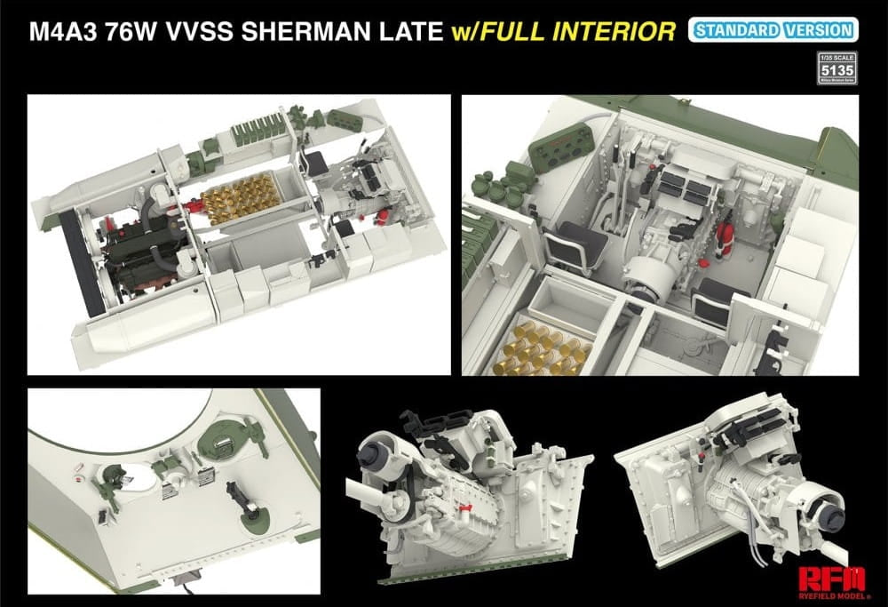Rye Field Model 5135 M4A3 76W VVSS Sherman Late Standart Version Full Interior 1/35 – image 6