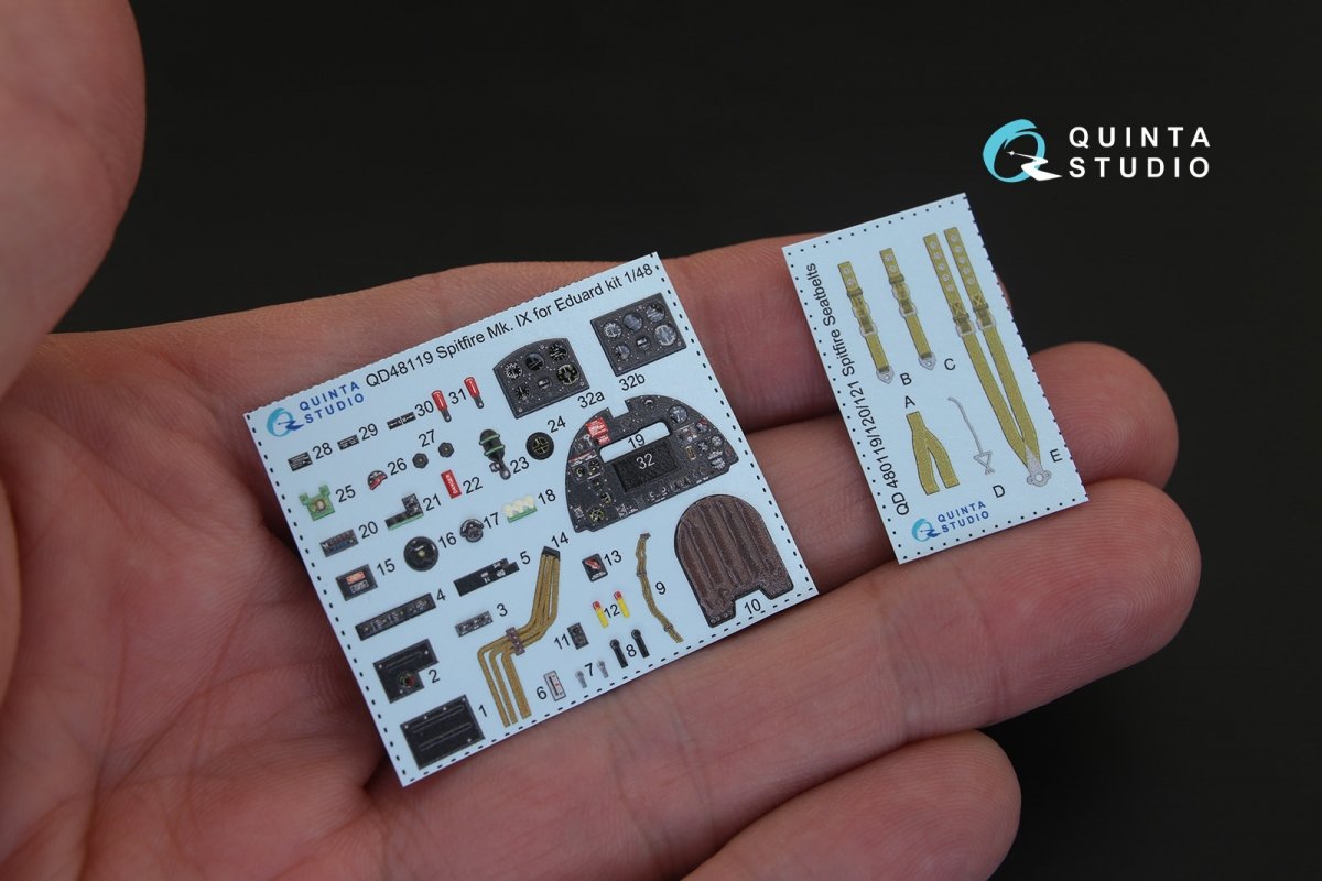 Quinta Studio QD48119 Spitfire Mk.IX 3D-Printed &amp;amp; colored Interior on decal paper (for Eduard kit) 1/48 – Bild 2