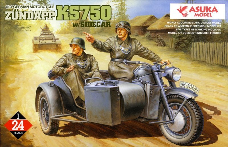 Asuka 24-004 ZUNDAPP KS750 with SIDECAR 1/24