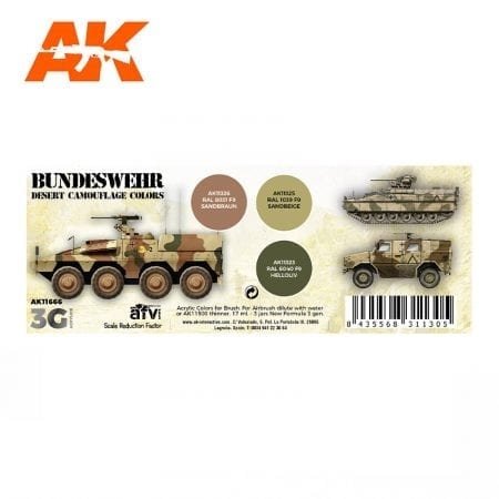 AK Interactive AK11666 3G BUNDESWEHR DESERT CAMOUFLAGE COLORS 3x17 ml – Bild 2