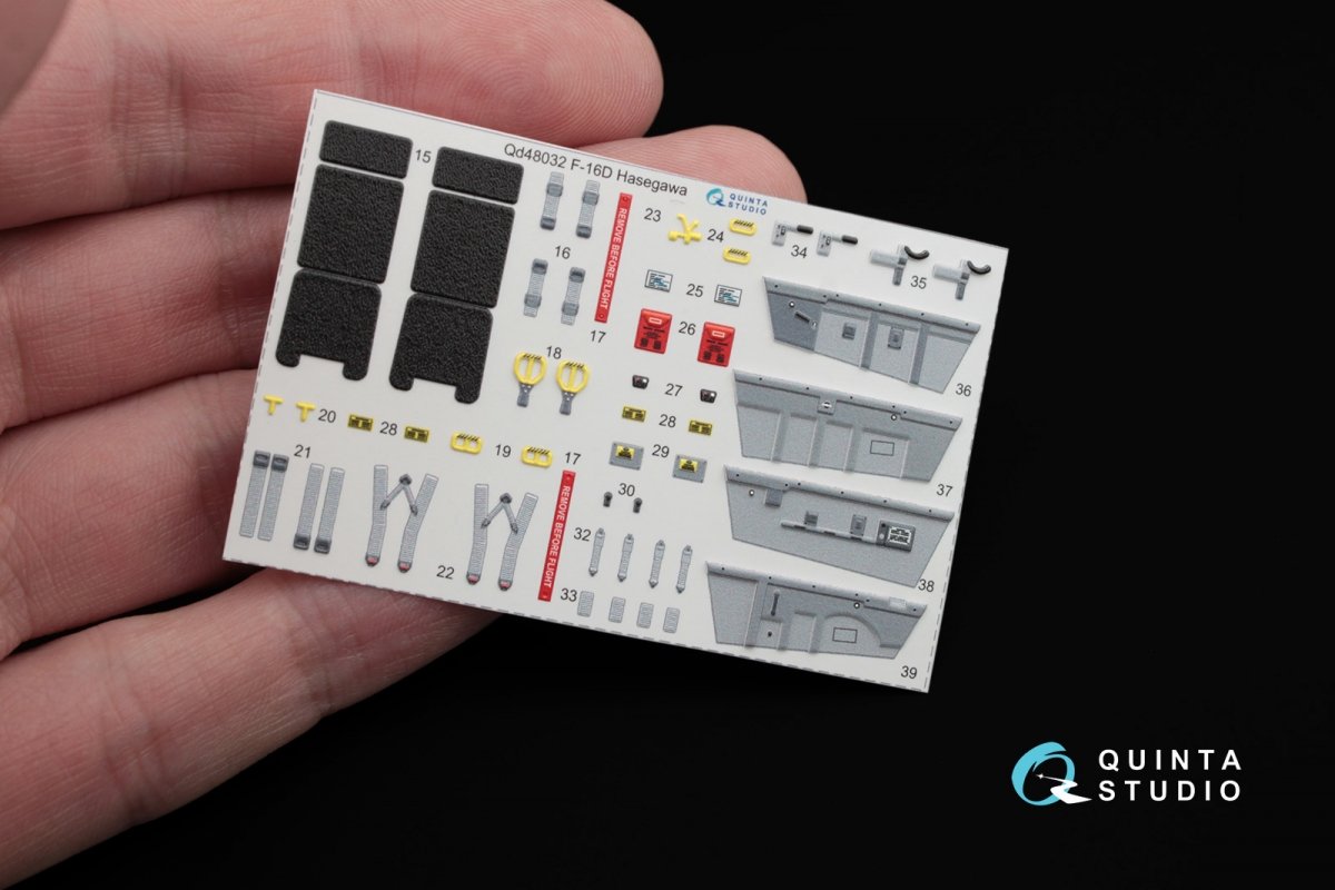 Quinta Studio QD48032 F-16D 3D-Printed &amp;amp; colored Interior on decal paper (for Hasegawa kit) 1/48 – image 4