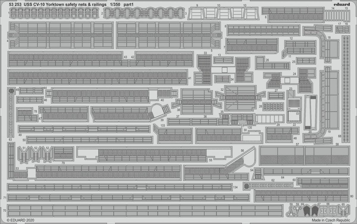 Eduard 53253 USS CV-10 Yorktown safety nets &amp; railings 1/350 TRUMPETER