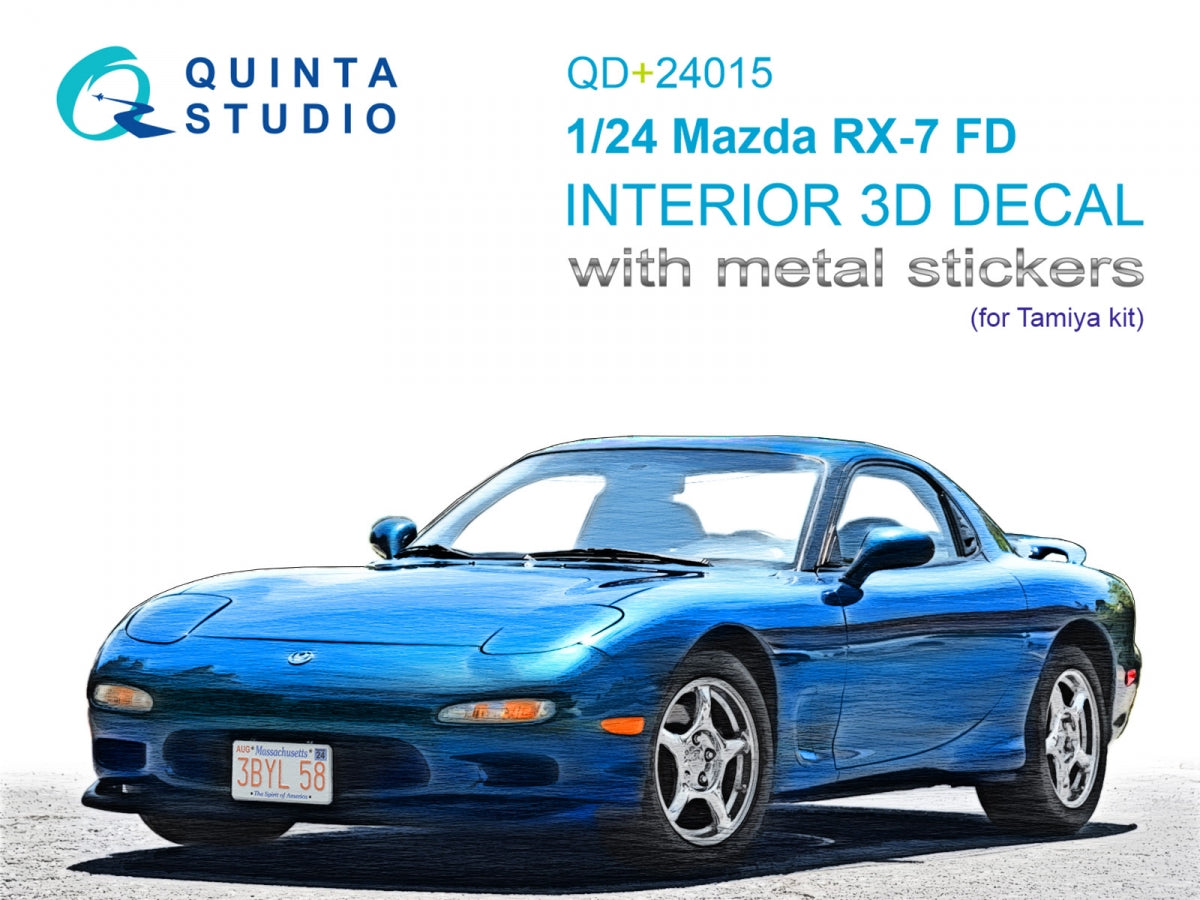 Quinta Studio QD+24015 Mazda RX-7FD 3D-Printed &amp; colored Interior on decal paper (Tamiya) (with metal sticker parts) 1/35