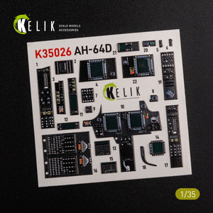 KELIK K35026 AH-64D Apache interior 3D decals for Meng kit 1/35 – image 2