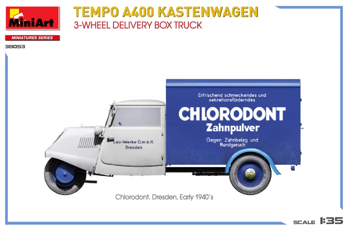 MiniArt 38053 TEMPO A400 KASTENWAGEN 3-WHEEL DELIVERY BOX TRUCK 1/35 – image 10