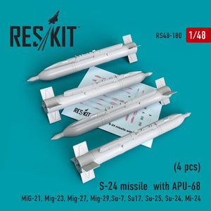 RESKIT RS48-0180 S-24 missile with APU-68 (4 pcs) 1/48
