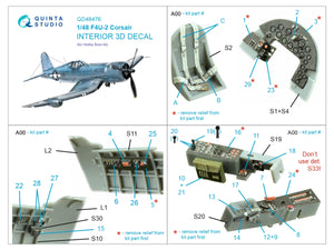 Quinta Studio QD48476 F4U-2 Corsair 3D-Printed colored Interior on decal paper (Hobby Boss) 1/48 – Bild 2