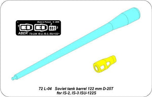 Aber 72L-04 Barrel 122 mm D-25T for Soviet tanks IS-2, IS-3, ISU-122S / Soviet tank barrel 122mm D-25T for IS-2, IS-3, ISU-122S 1/72 – obrázek 4