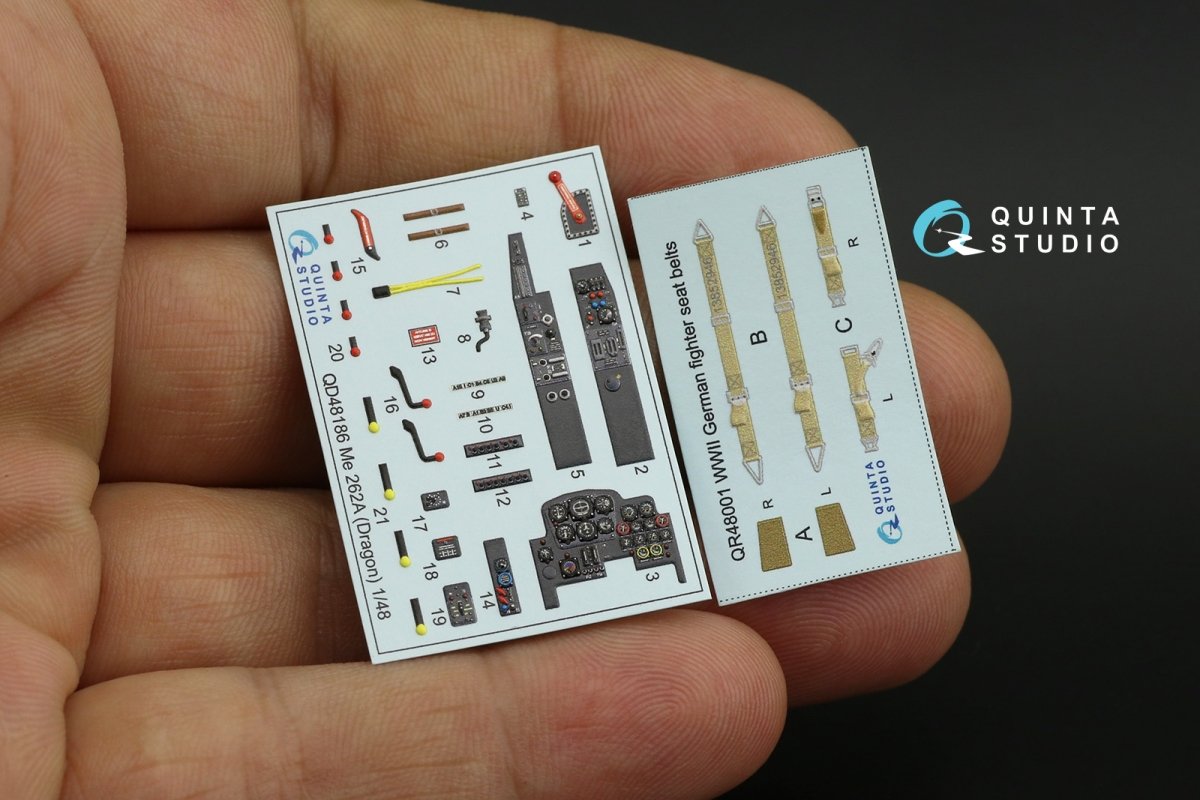 Quinta Studio QD48186 Me 262A 3D-Printed &amp;amp; colored Interior on decal paper (for Dragon ) 1/48 – obrázek 10