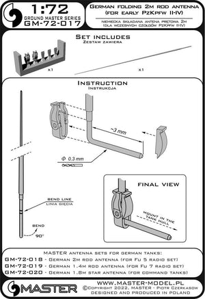 Master GM-72-017 German WWII folding 2m rod antenna (for early PzKpfw II-IV) (1pc) 1/72 – image 9