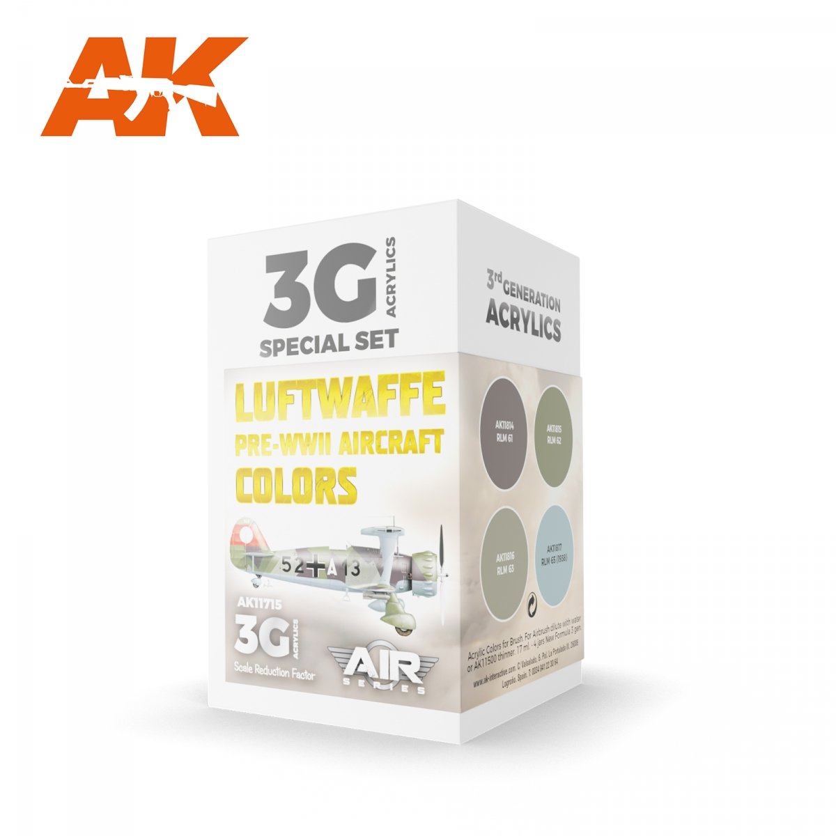 AK Interactive AK11715 Couleurs d'avions de la Luftwaffe d'avant-guerre 4 x 17 ml