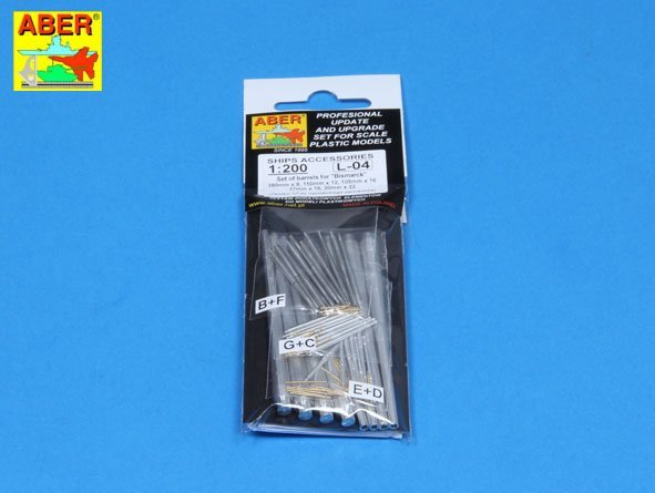 Aber 200L-04 Set of barrels for Bismarck 380mm x 8, 150mm x 12, 105mm x 16 37mm x 16, 20mm x 22 1/200 – Bild 10