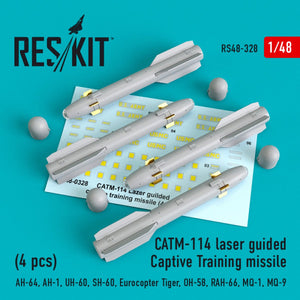 RESKIT RS48-0328 CATM-114 LASER GUIDED CAPTIVE TRAINING MISSILES (4 PCS) 1/48
