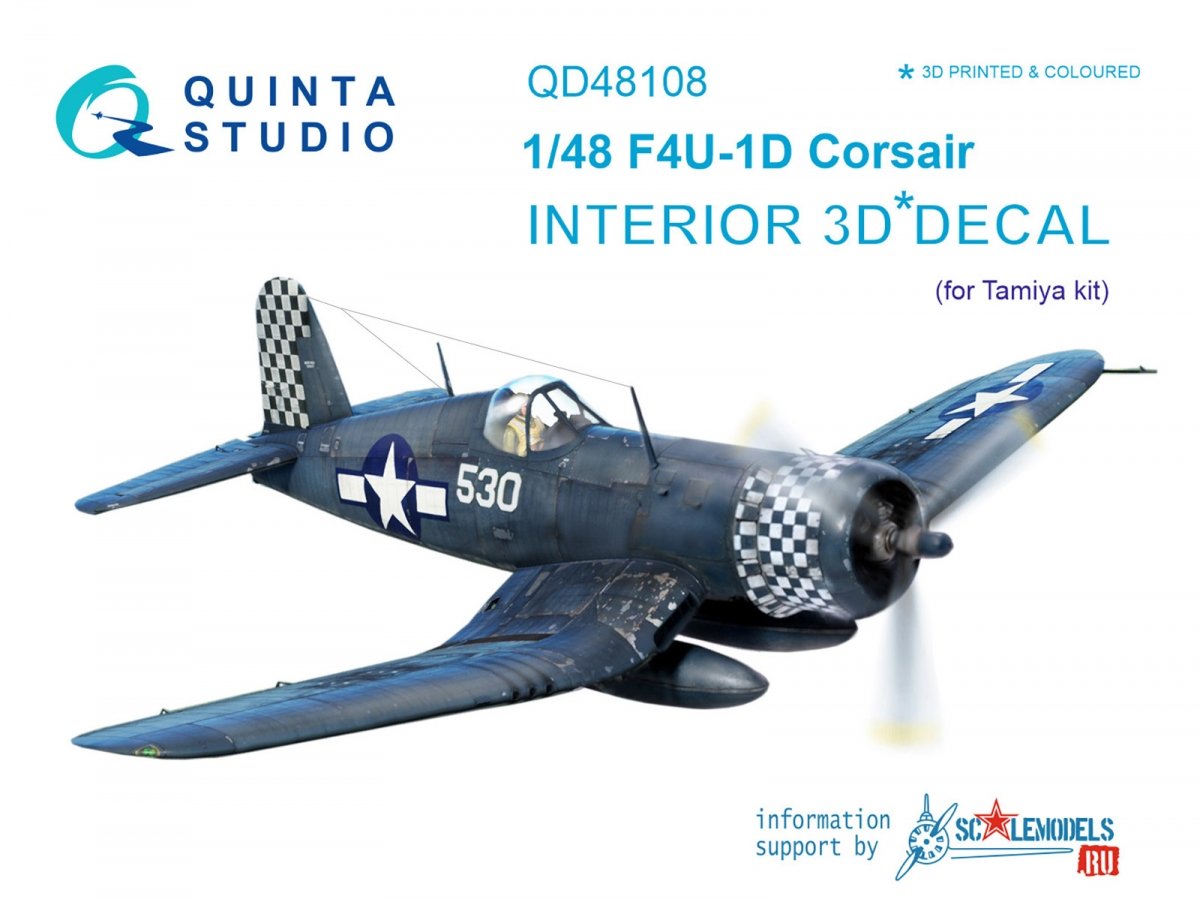 Quinta Studio QD48108 F4U-1D 3D-Printed &amp; colored Interior on decal paper (for Tamiya kit) 1/48