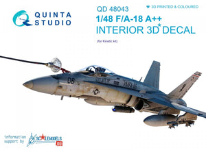 Quinta Studio QD48043 F/A-18 A++ 3D-Printed &amp;amp; colored Interior on decal paper (for Kinetic) 1/48
