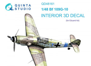 Quinta Studio QD48161 Bf 109G-10 3D-Printed &amp;amp; colored Interior on decal paper (Eduard) 1/48