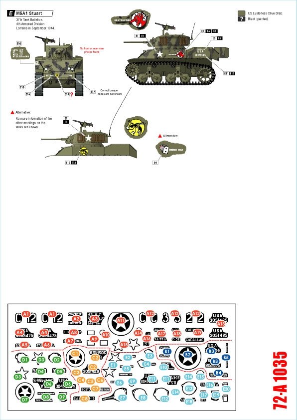 Star Decals 72-A1035 US M5A1 Stuart. 1/72 – obrázek 2